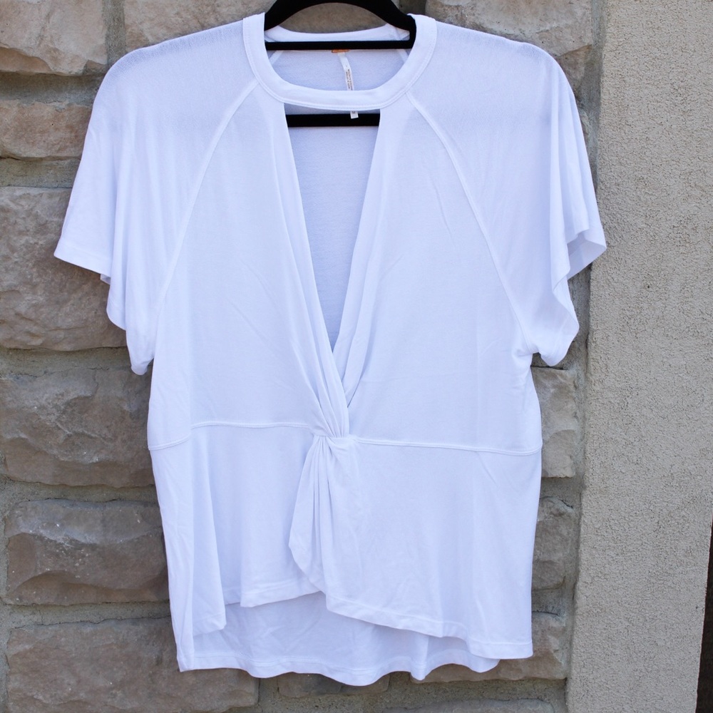 Free People White Keyhole Top